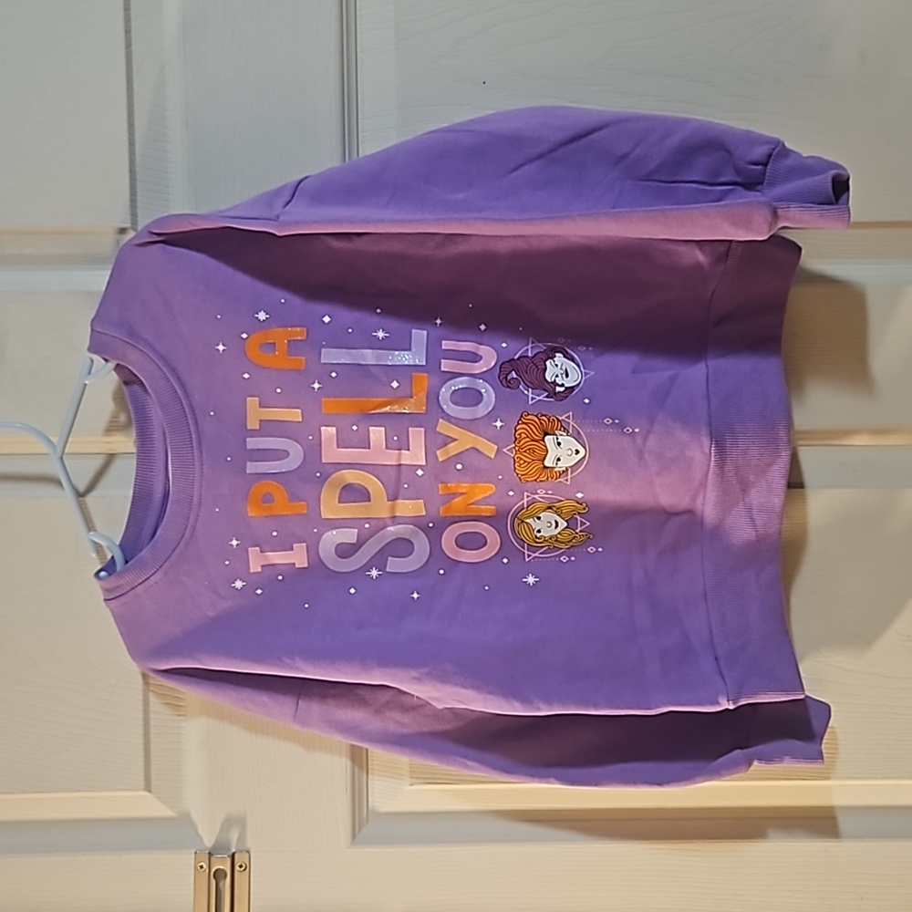 HOCUS POCUS I PUT A SPELL ON YOU SWEATSHIRT: PURPLE: NEW WITH TAGS: S (6/6X)